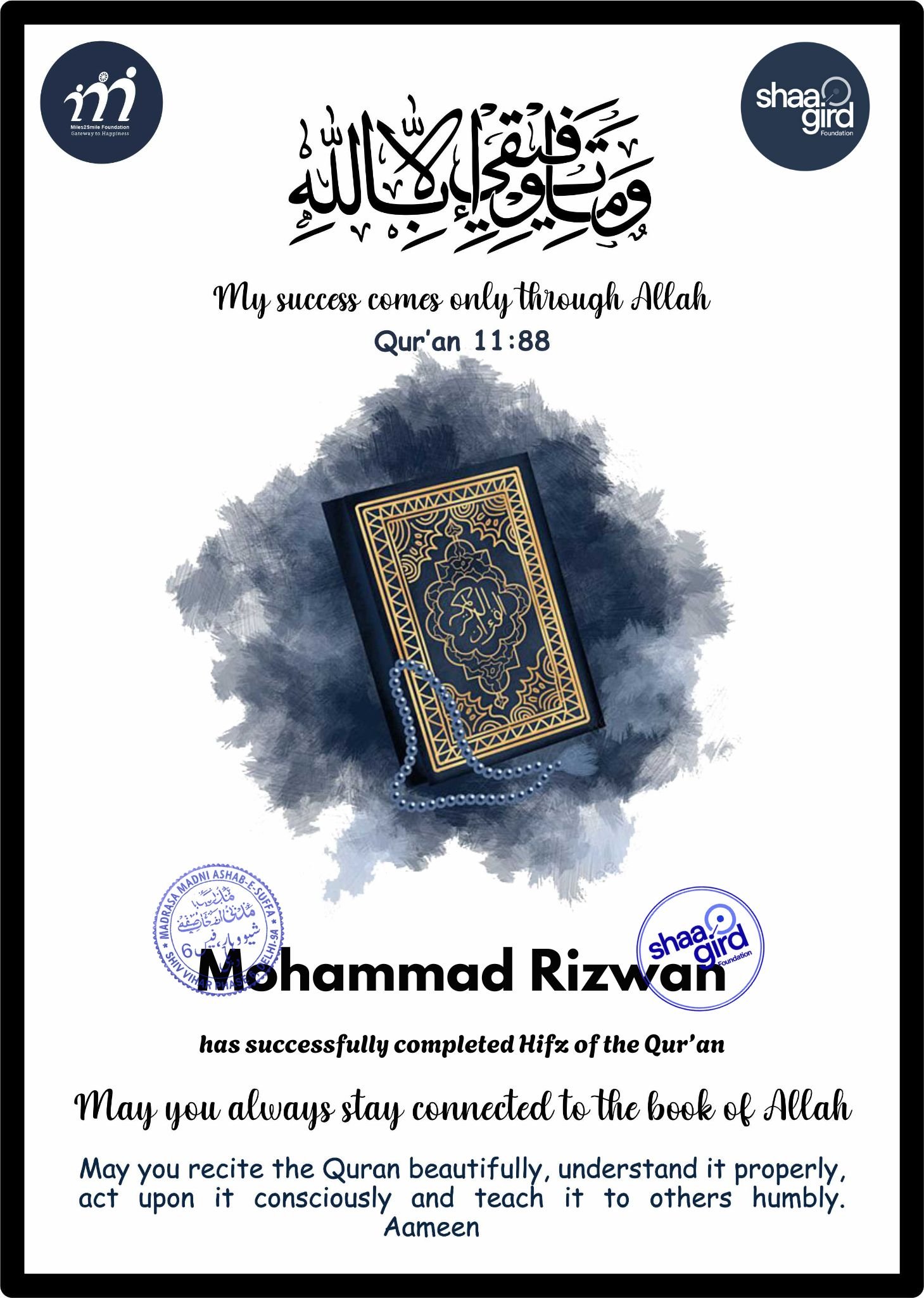 Mohammad Rizwan Certificate